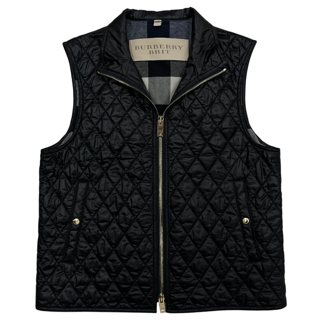 버버리 블랙 다이아 퀼팅 금장 베스트 L 상품이미지3