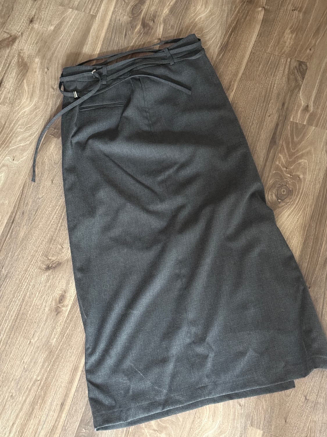 (1회 시착)  아티드 더블 스트랩 울 맥시 스커트 차콜 m 상품이미지1