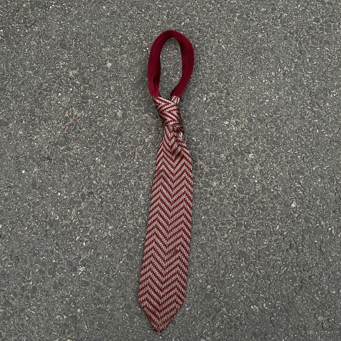 90s 입생로랑 YSL 니트 넥타이 버건디 헤링본 넥타이 상품이미지3