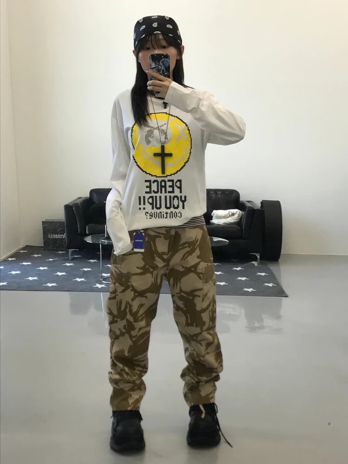 로어건즈 크로스건 큐빅 스마일 로고 롱슬리브 상품이미지1