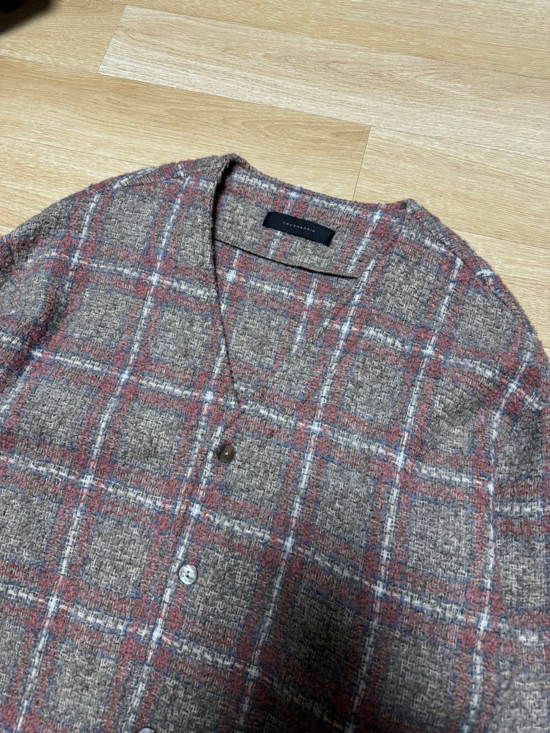 크러쉬어게인 체크 트위드 가디건 free size 상품이미지6