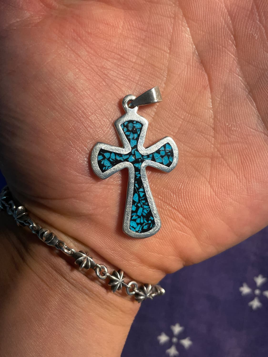 VintageSterling Turquoise Cross Pendant  상품이미지6