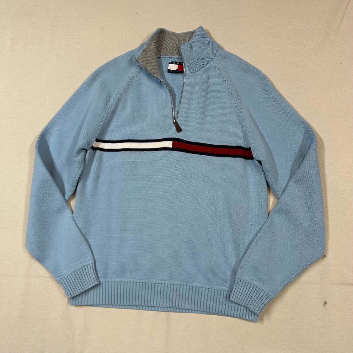 S) 타미힐피거 반집업 풀오버 코튼 니트 주황 오렌지 상품이미지1