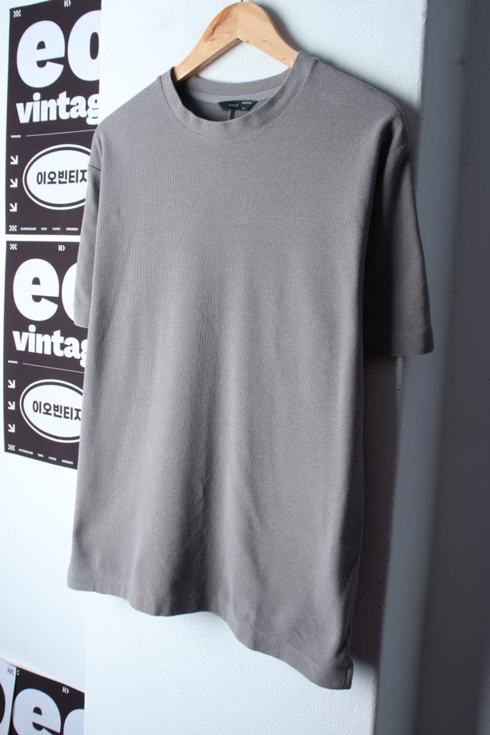 (L-XL) 앤드지 반팔 티셔츠 와플 차콜 무지 놈코어-H33068 상품이미지1