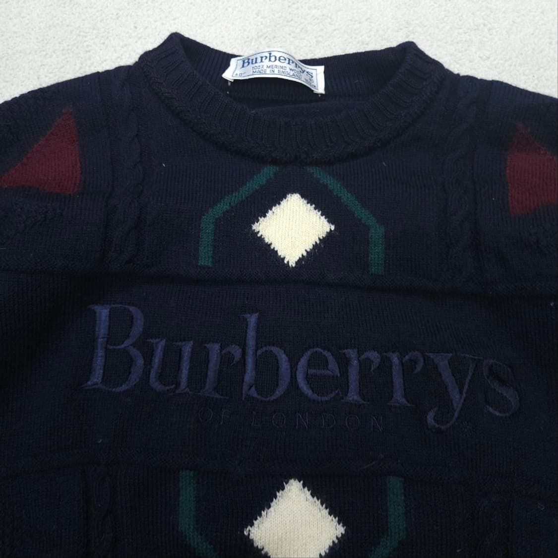 90s 버버리 아가일 메리노울 니트 상품이미지4