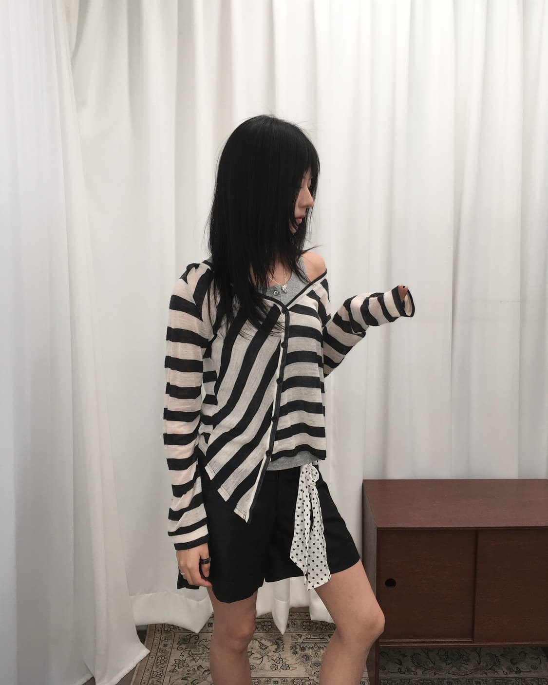 시스루 단가라 언발 가디건 상품이미지1