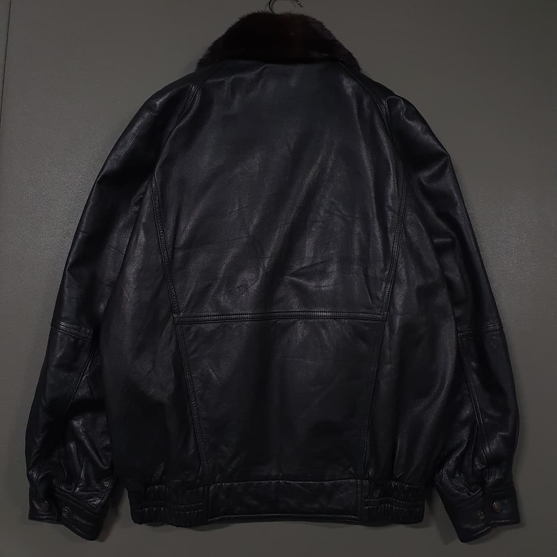 L (100) INDIAN 인디안 양가죽 블루종 레더 봄버 블랙 퍼 자켓 상품이미지10