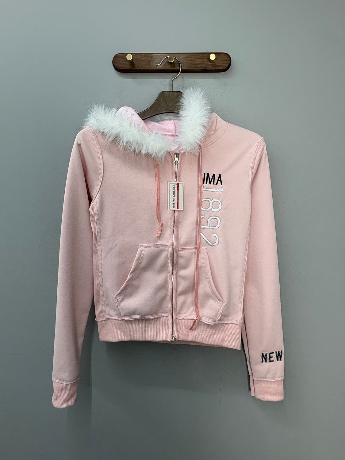 빈티지 y2k 핑크 퍼 후드집업 A3043 상품이미지2