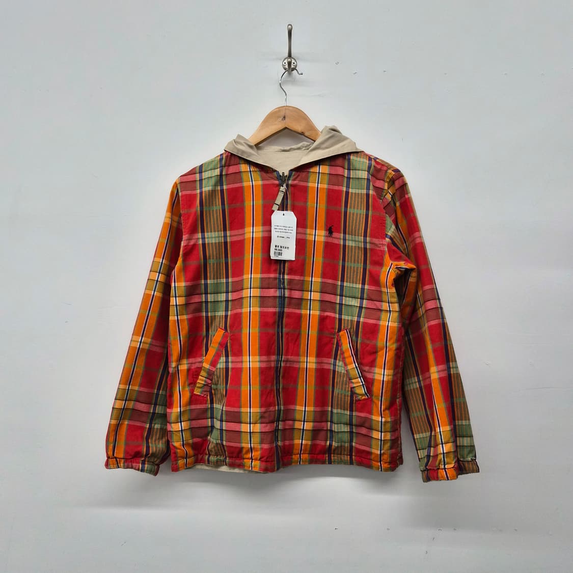 폴로 랄프로렌 체크 후드 바람막이 자켓 남성 M 상품이미지1