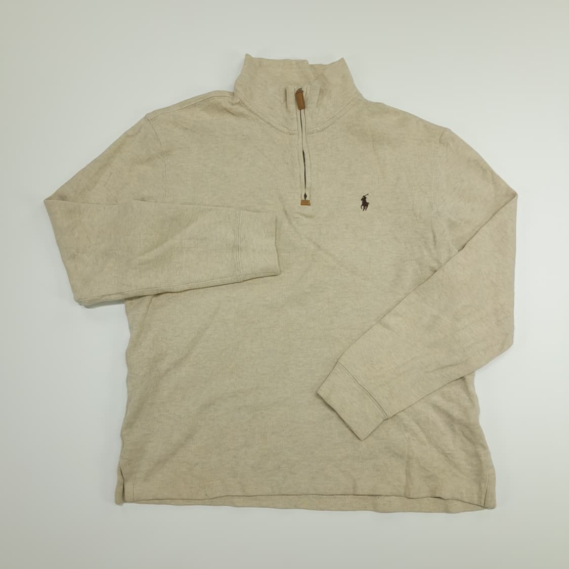 CN666 M 폴로 랄프로렌 오트밀베이지 하프집업 긴팔 니트 스웨터 상품이미지2