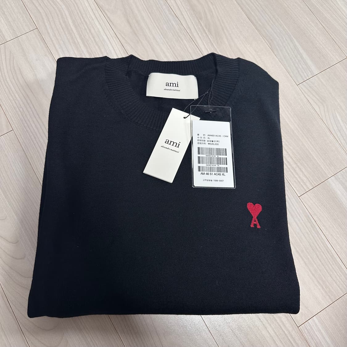 [새상품] 아미 스몰 하트 로고 니트 블랙 XL (100~105사이즈) 상품이미지4