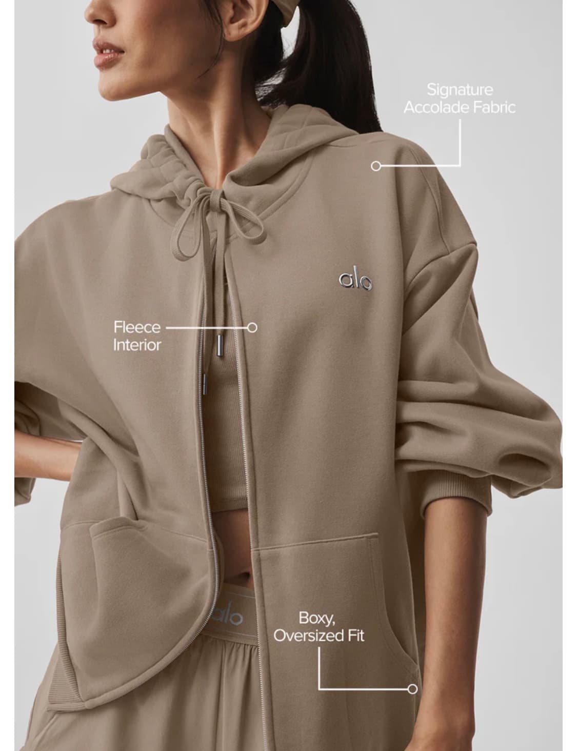 알로요가 아콜레이드 후드집업 gravel S사이즈 상품이미지1