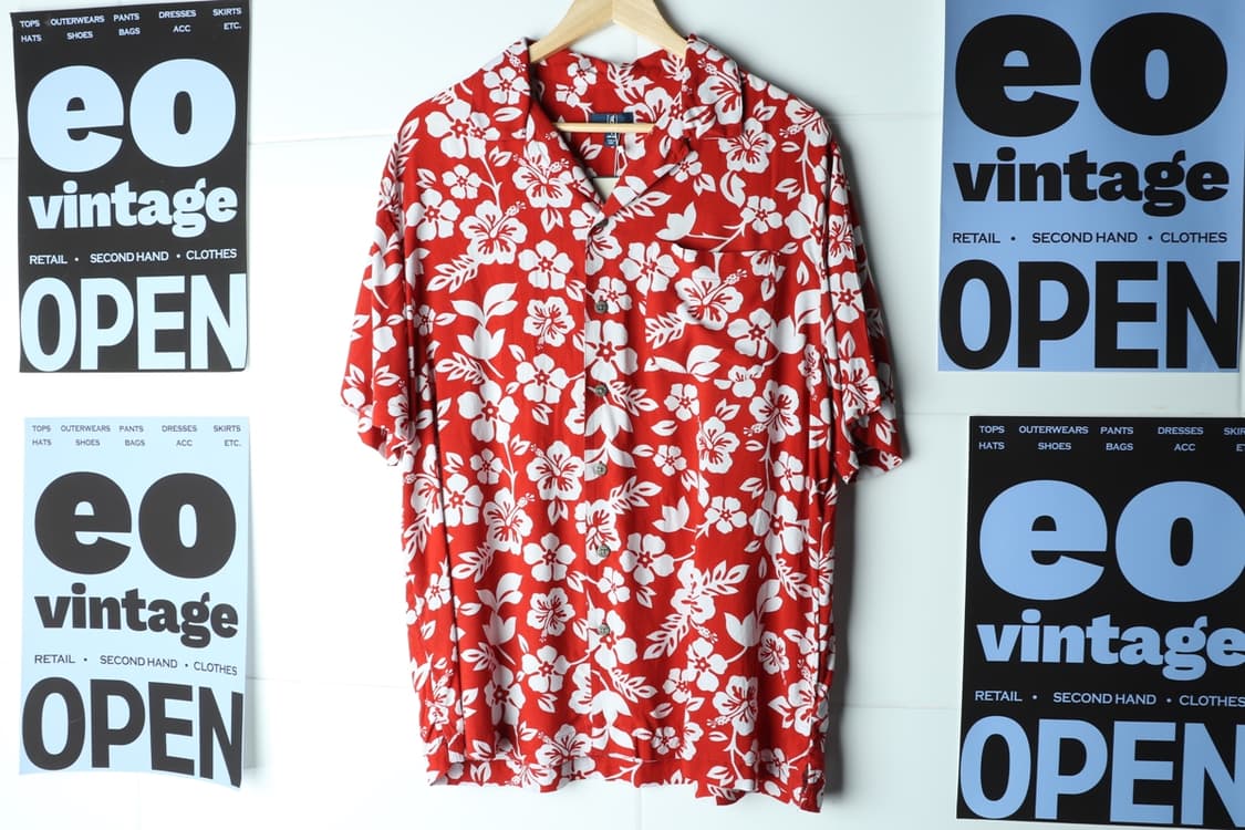 (L-XL) 브랜드빈티지 반팔셔츠 남방 USA 하와이안 레드-H33118 상품이미지2