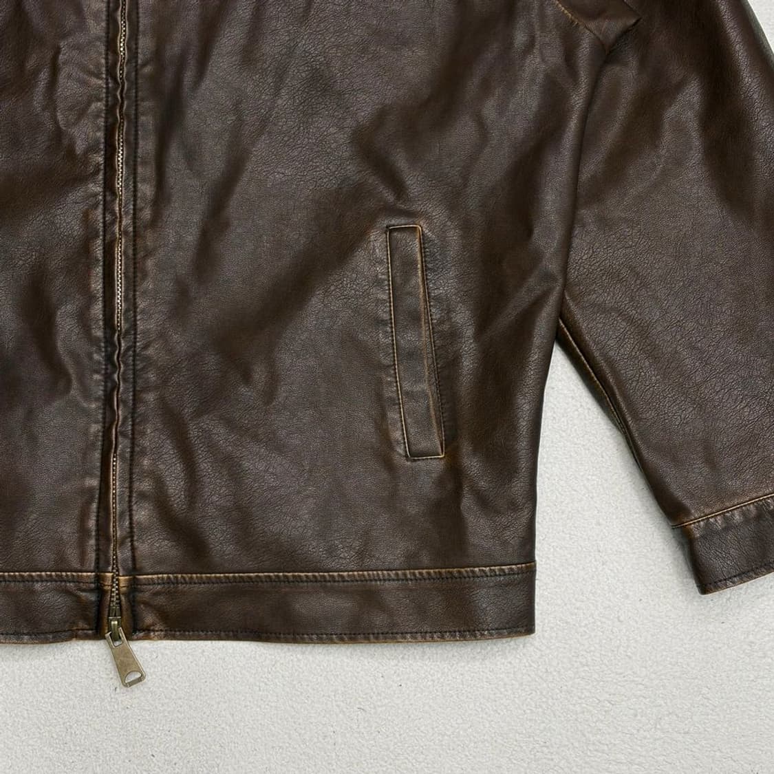 RUGGED HOUSE 워시드 비건 레더 오버핏 블루종 1 상품이미지2