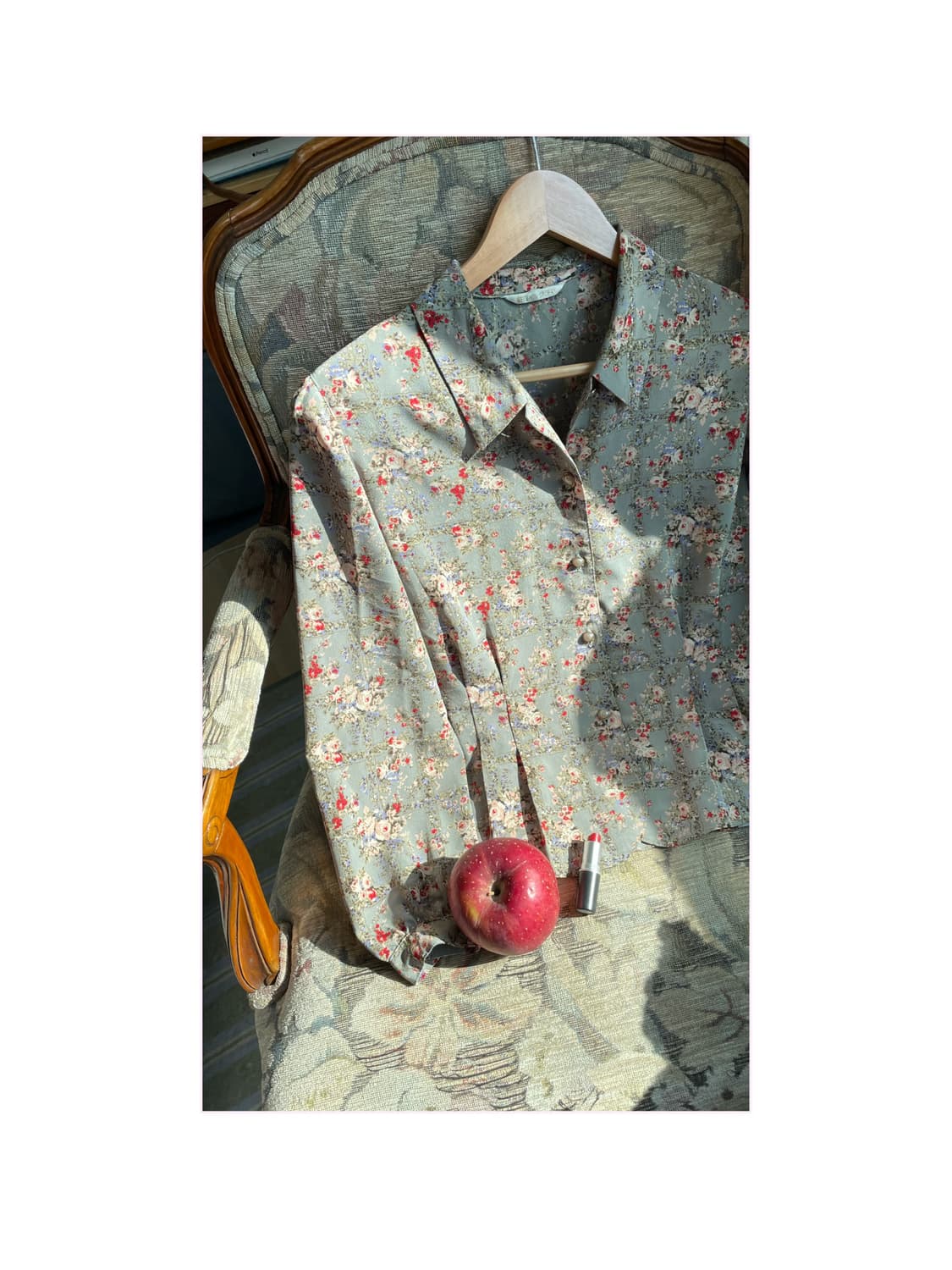 그레이시 블루 잔꽃무늬 블라우스 일본 빈티지 상품이미지1