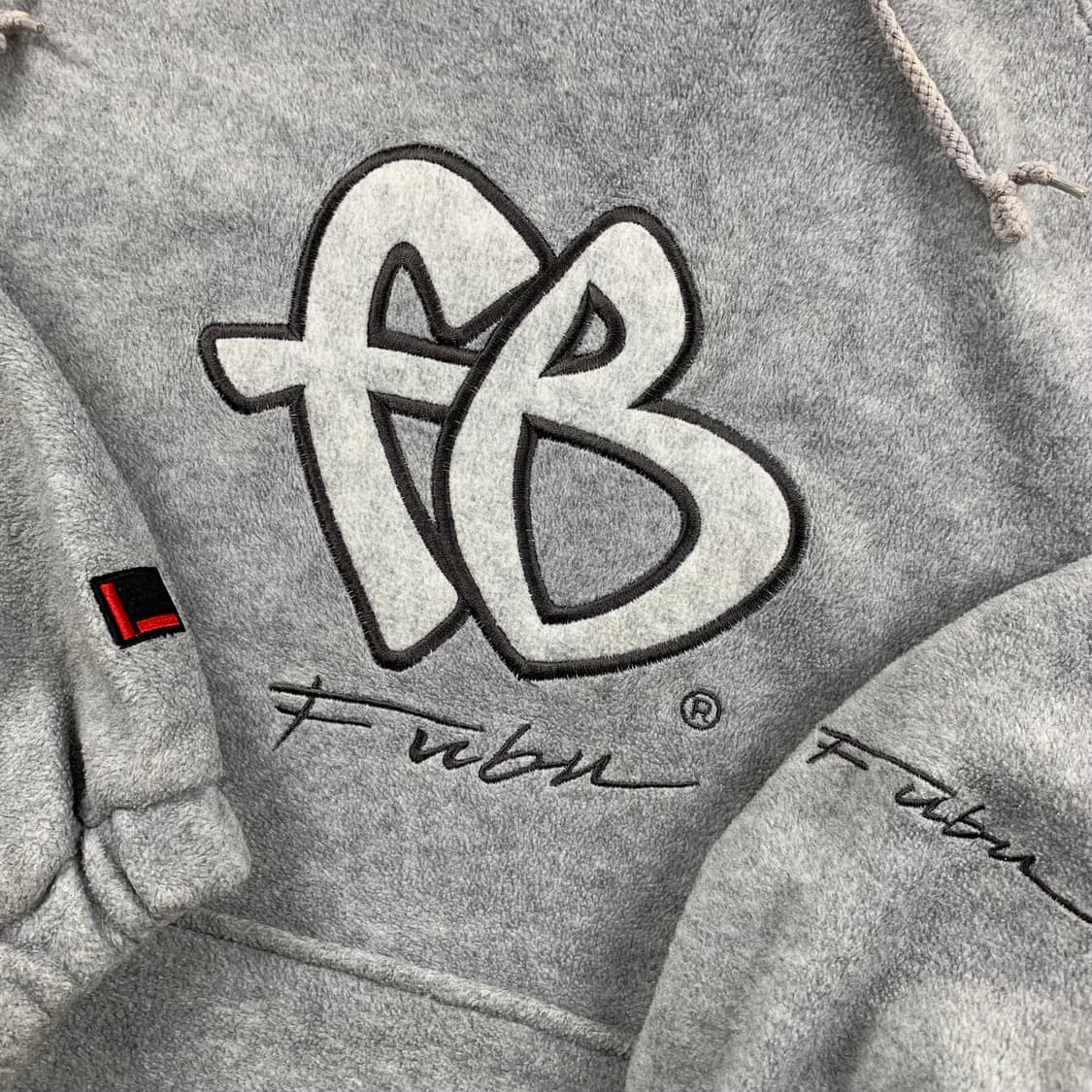 90s 올드스쿨 후부 빅로고 그레이 플리스 풀오버 후디 상품이미지3