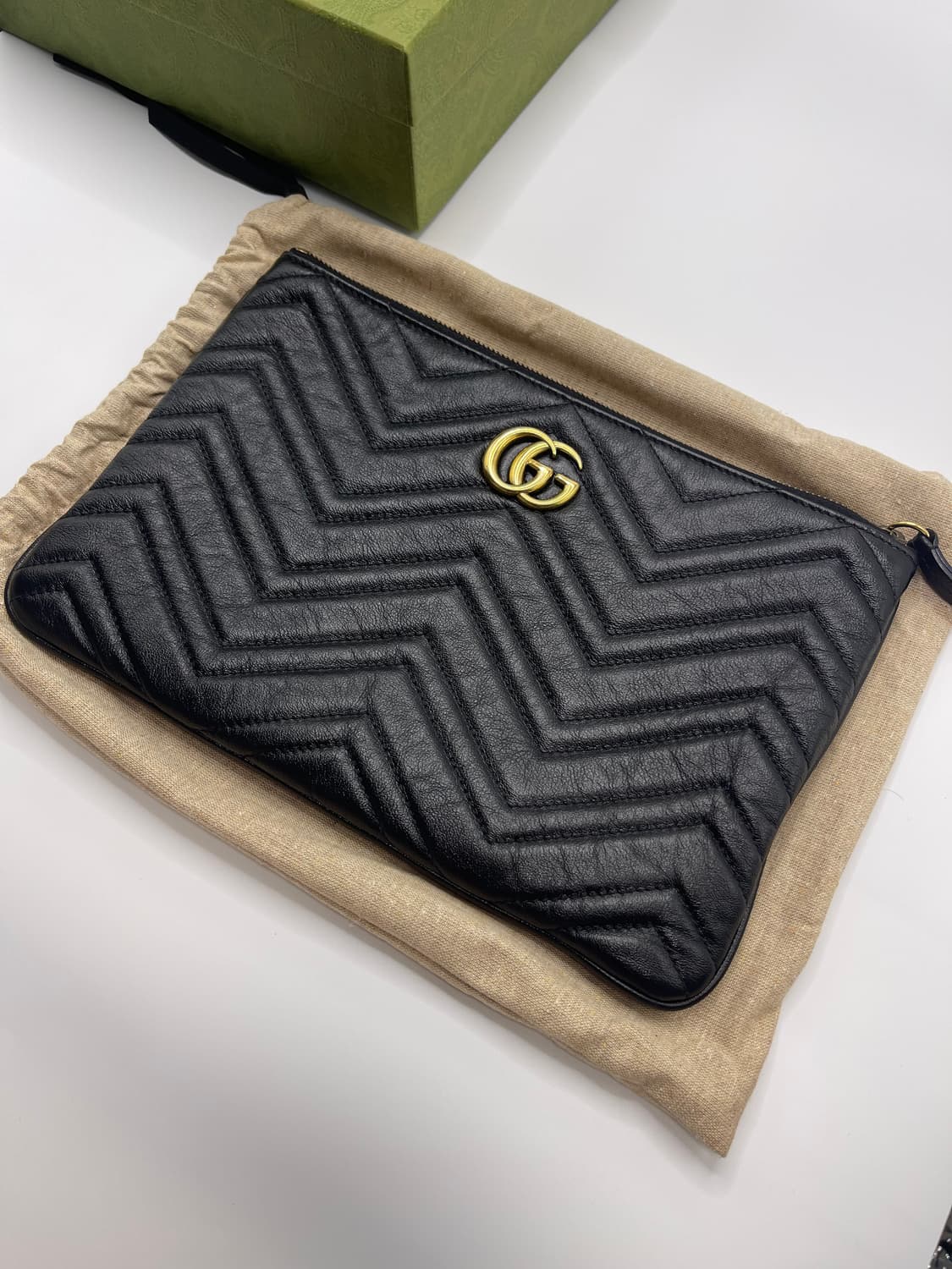 구찌 마몽(마틀라세) 블랙 클러치 상품이미지2