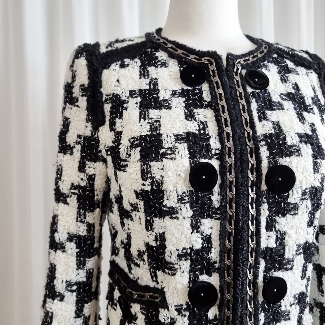 미샤 MICHAA 블랙라벨 프레스티지 울38 트위드 자켓 (55)상태최상 상품이미지4