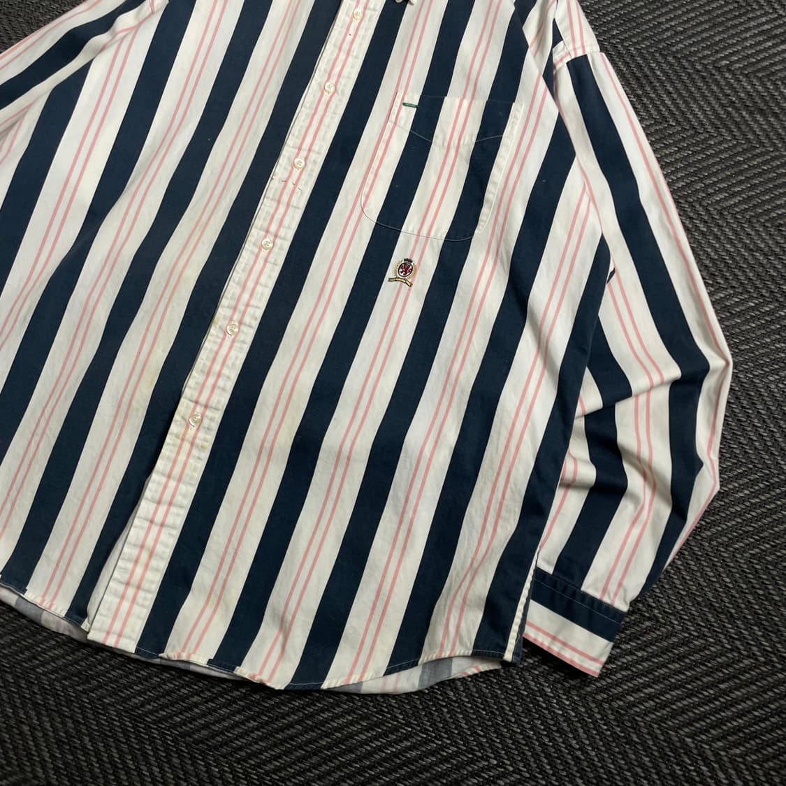 90s 타미힐피거 스트라이프 월계 로고 긴팔 셔츠o 4509 상품이미지2