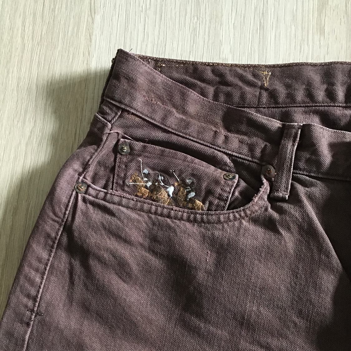 1967s 폴로 랄프로렌 Polo 자수 포인트 빈티지 코튼 팬츠 브라운 상품이미지1