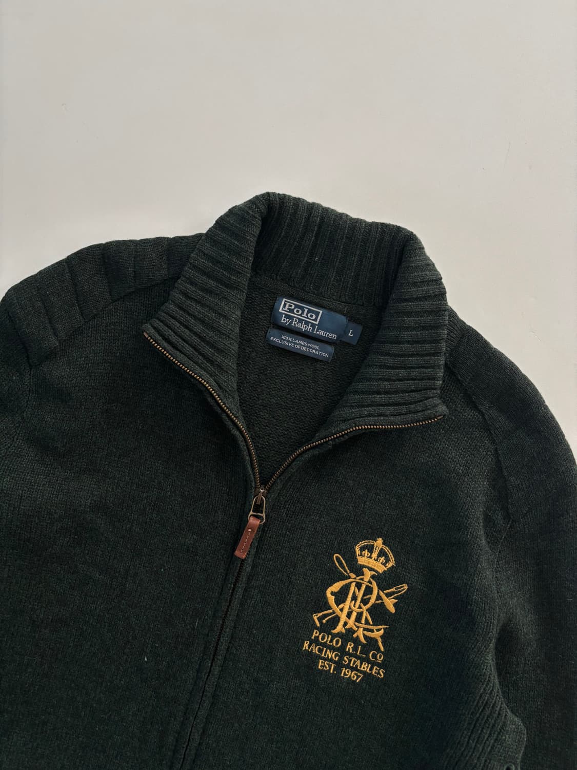 Polo 폴로 랄프로렌 엠브로이드 딥그린 램스울 니트 집업 상품이미지5