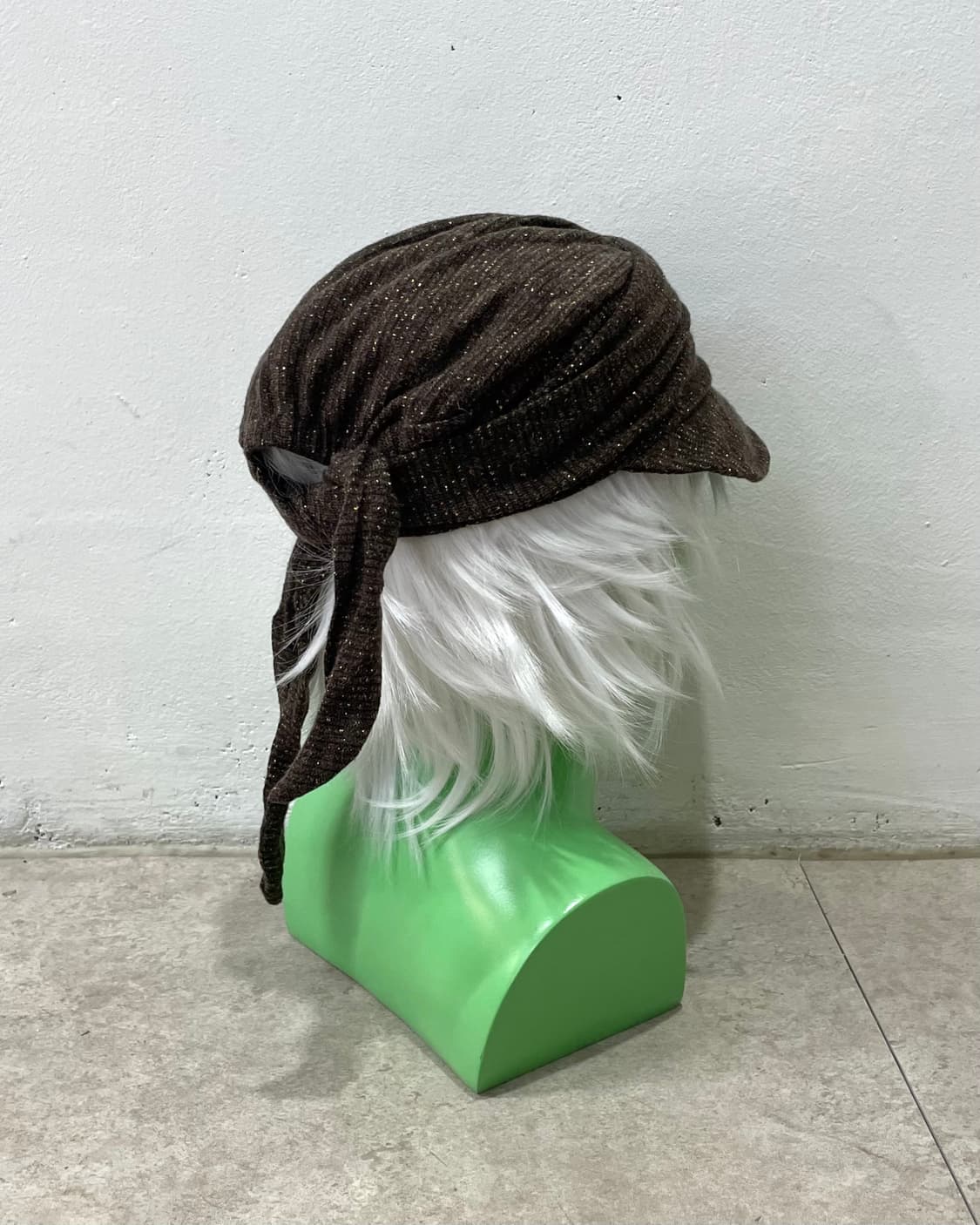 Brown Glossy Scarf Cap 상품이미지4