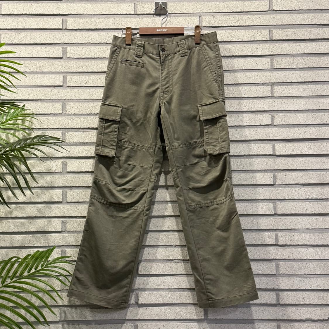 JPN VINTAGE 카고 워크 팬츠 플랩 포켓 레귤러 핏 디테일 카키 상품이미지1