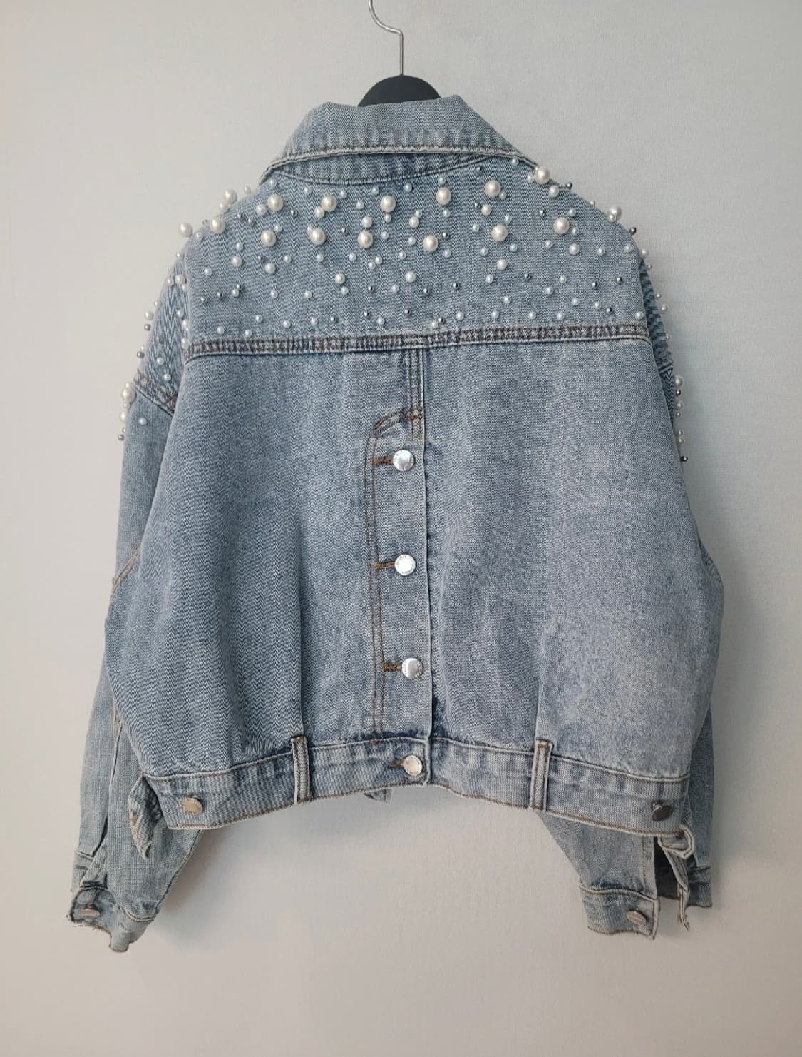 새상품  진주 장식 크롭 데님자켓 상품이미지6