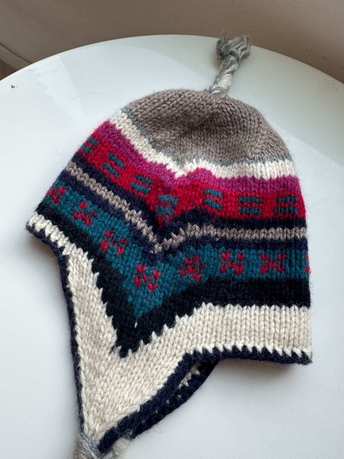 JPN 노르딕 패턴 이어플랩 비니 미중고 상품이미지2