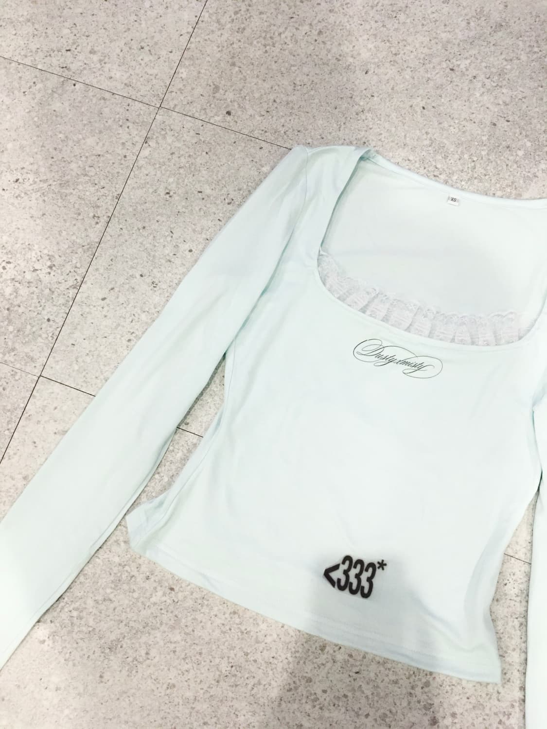 Mint White Lace Sleeve Top 상품이미지2