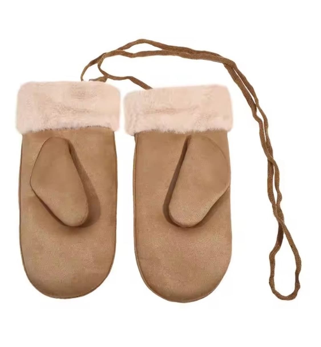 두꺼운 털안감 스웨이드 벨벳 벙어리 장갑 베이지 (새상품) 상품이미지3