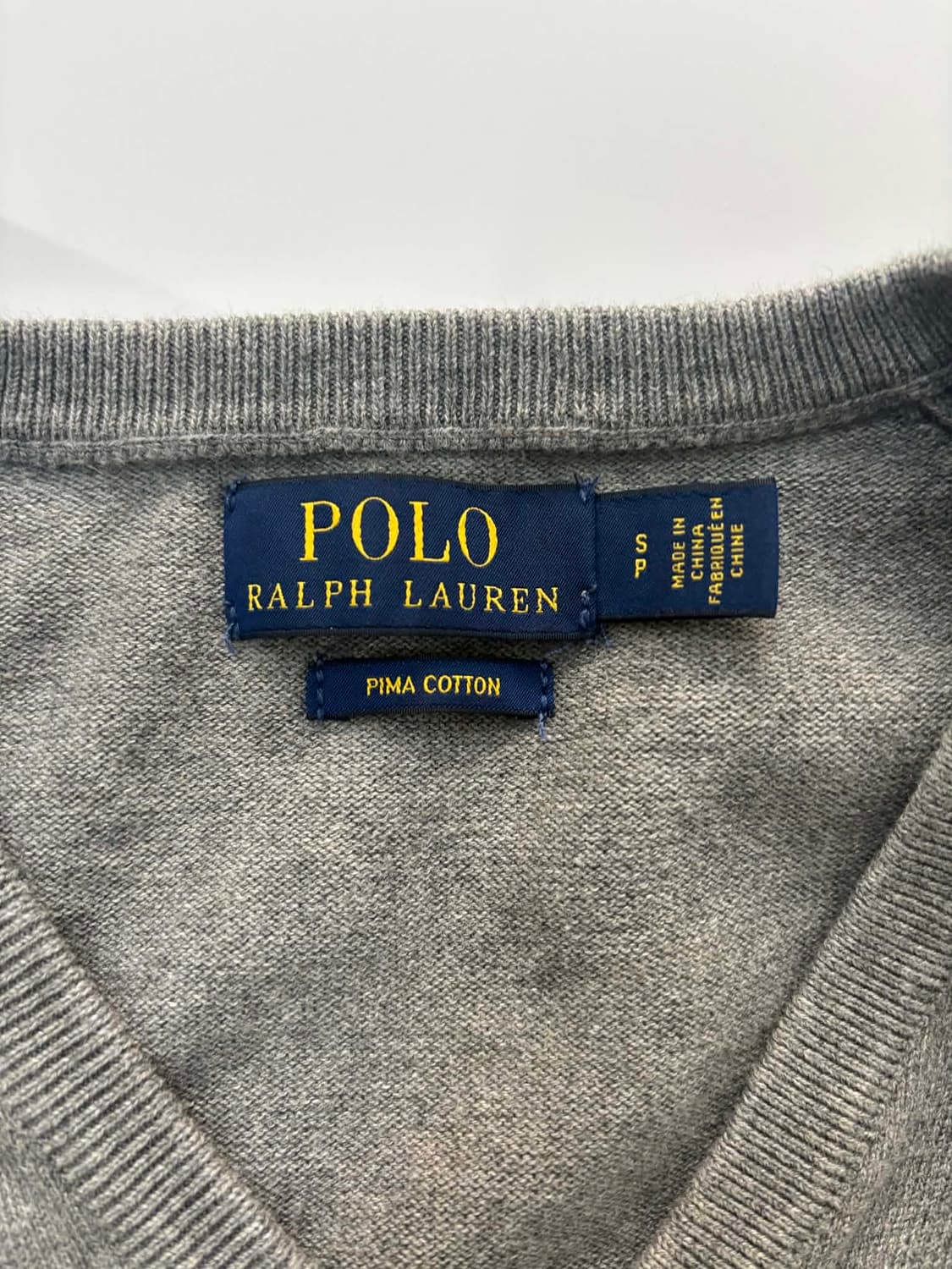 폴로 랄프로렌 신형 라벨 그레이 피마코튼 브이넥 니트(S) 상품이미지4