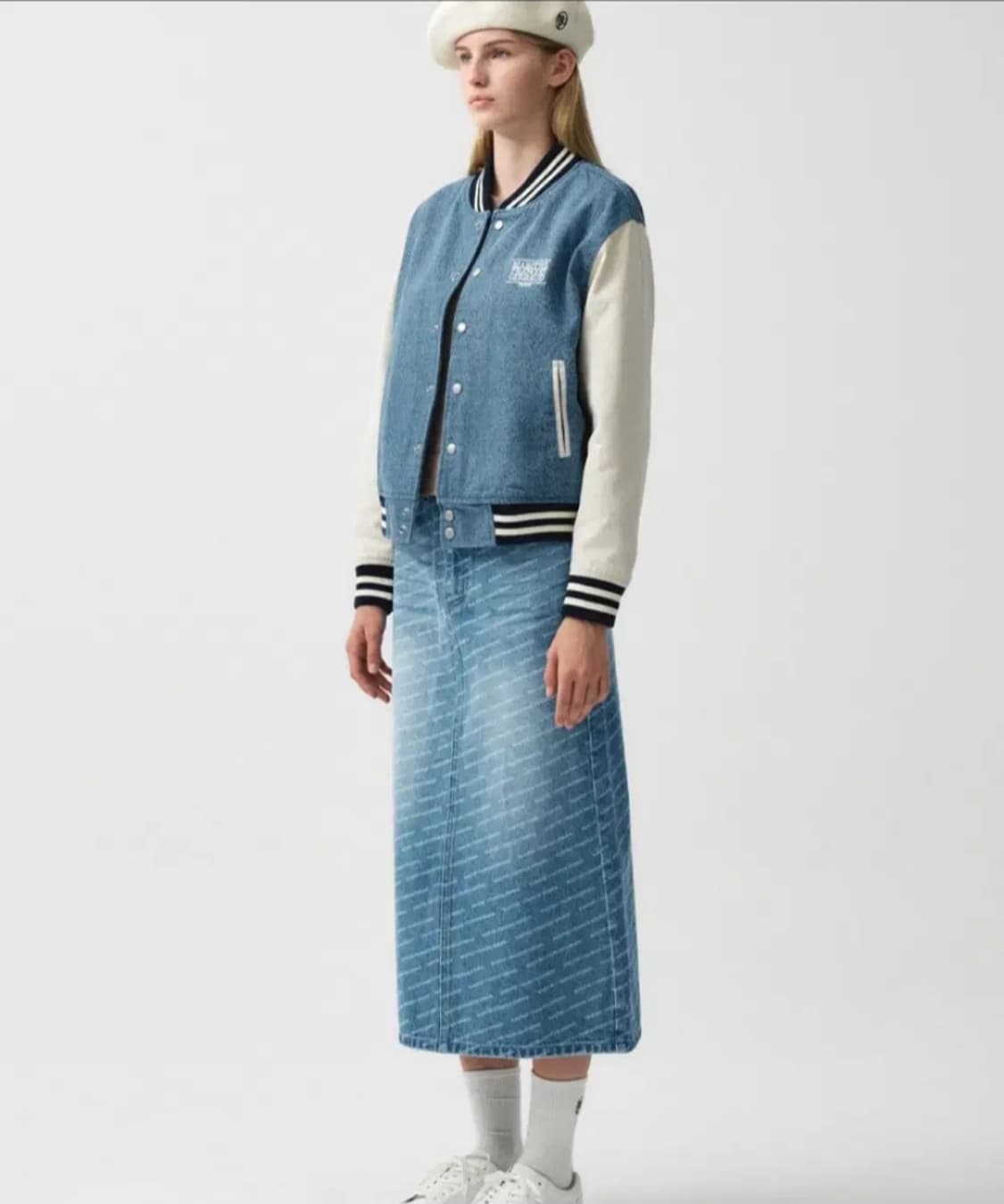 마리떼 프랑소와 데님 스타디움 바시티 자켓 S 상품이미지1