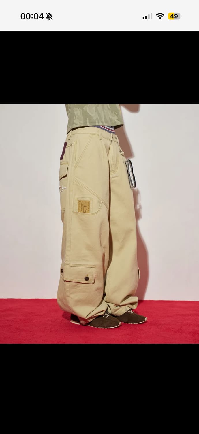 루저스클럽 멀티 카고 와이드 면팬츠 베이지 상품이미지2