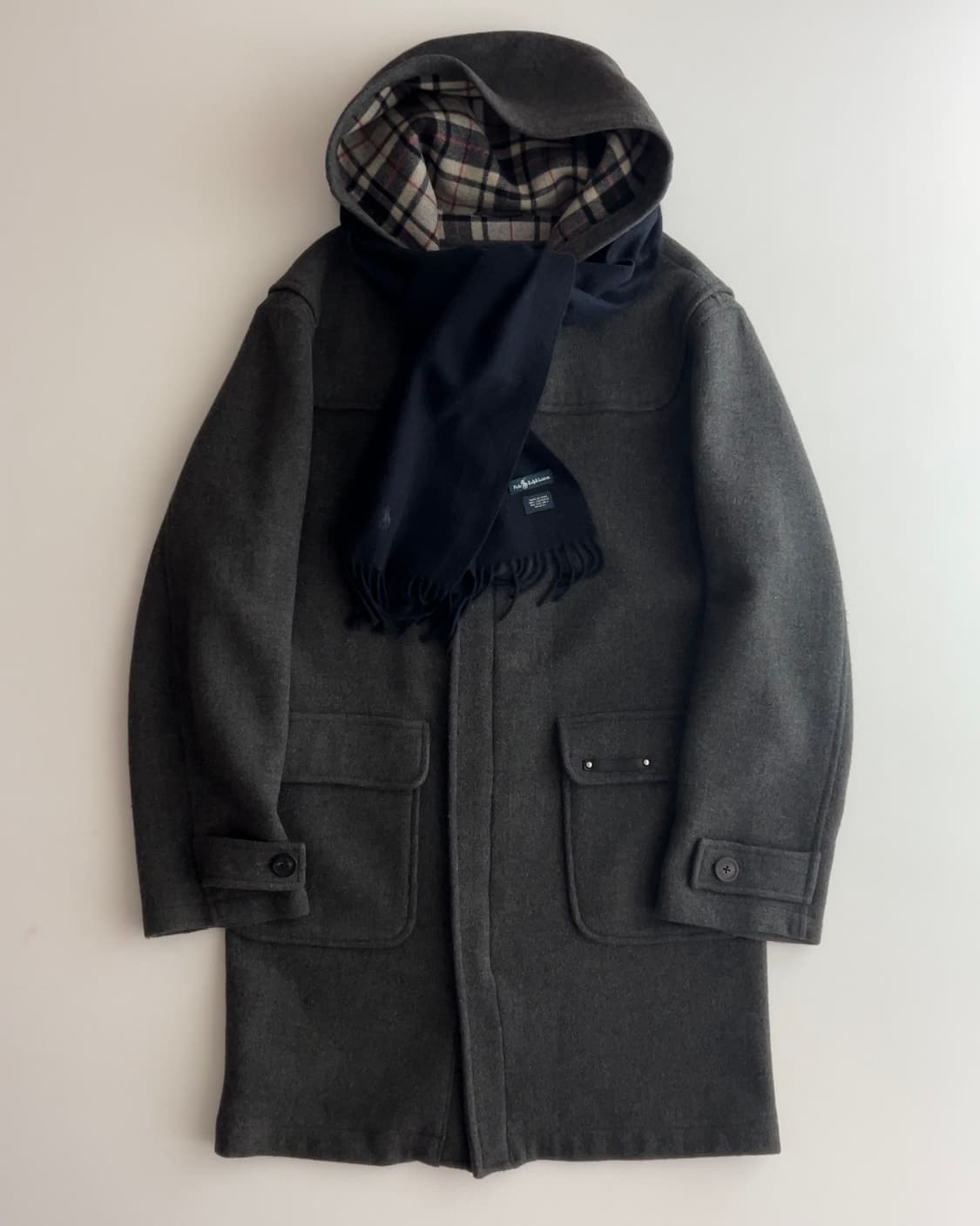 폴로 랄프로렌 차콜 후드 더플 코트 XL 상품이미지1