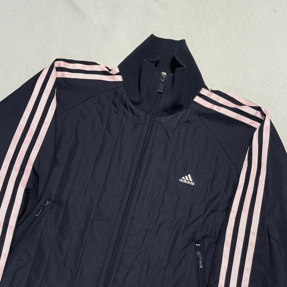 85 아디다스 핑크 삼선 네이비 패딩 트랙탑 상품이미지1