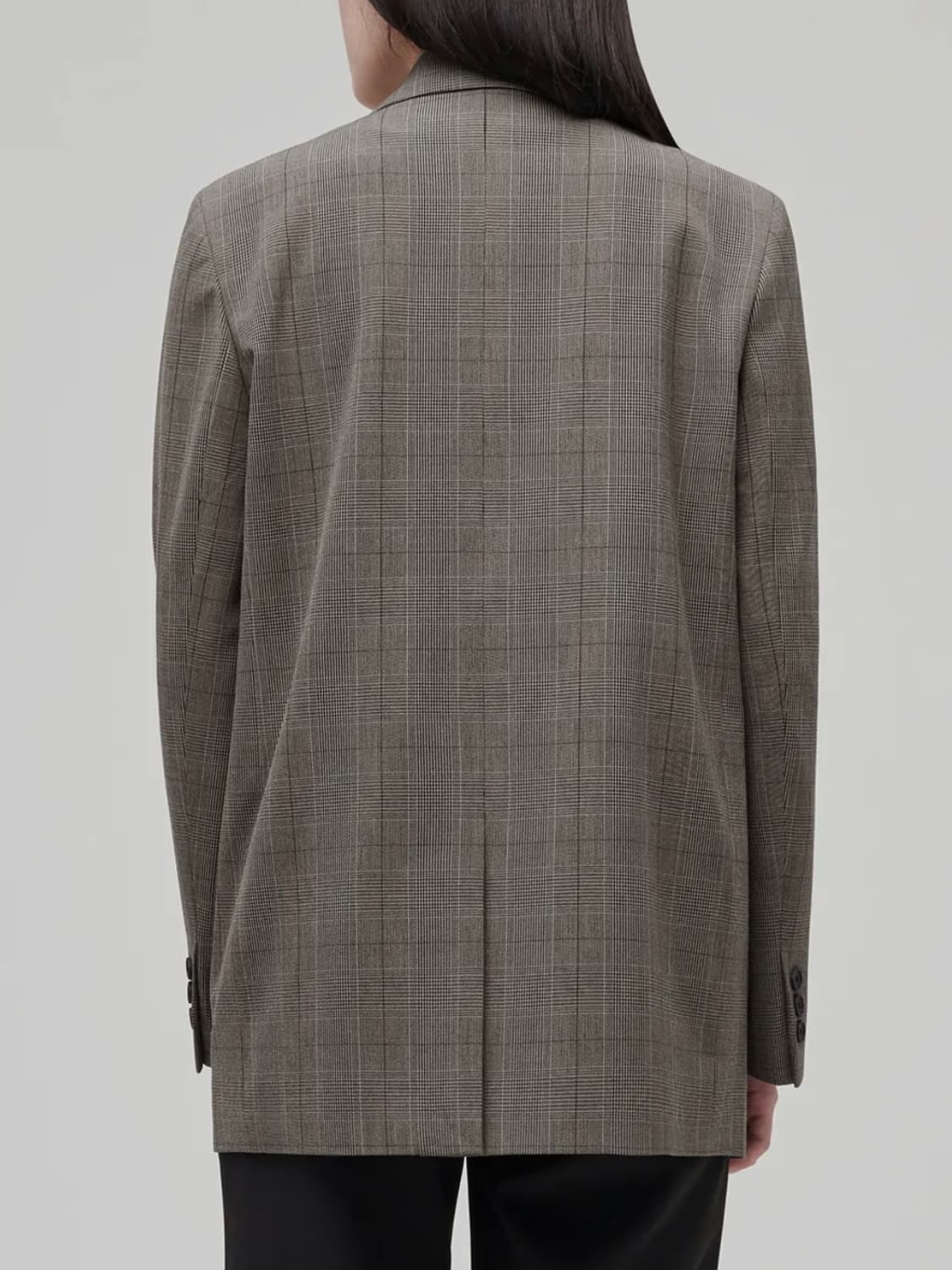 무신사 스탠다드 | 우먼즈 글렌 체크 오버사이즈 블레이저 다크 베이지 S 상품이미지2