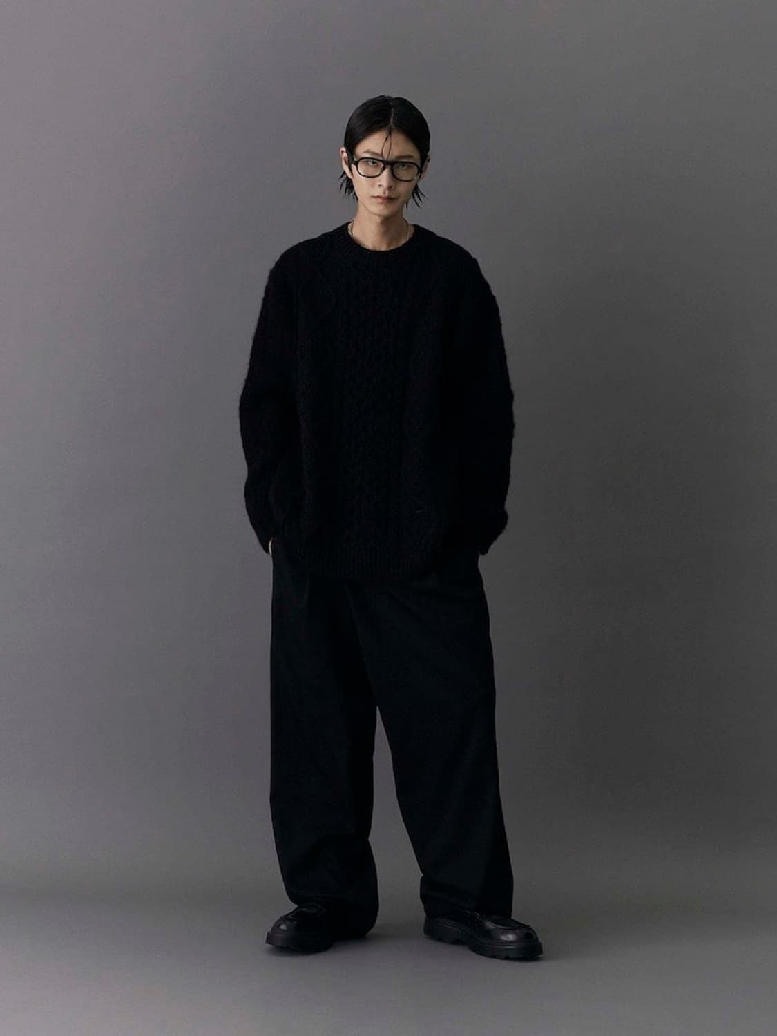 (L)24FW 준지  조직 믹스 풀오버 - 블랙(송중기니트) 상품이미지1