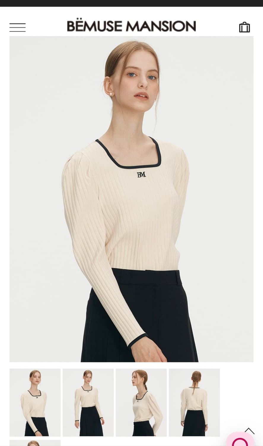 비뮤즈맨션 스퀘어넥  티셔츠 프리사이즈 상품이미지1