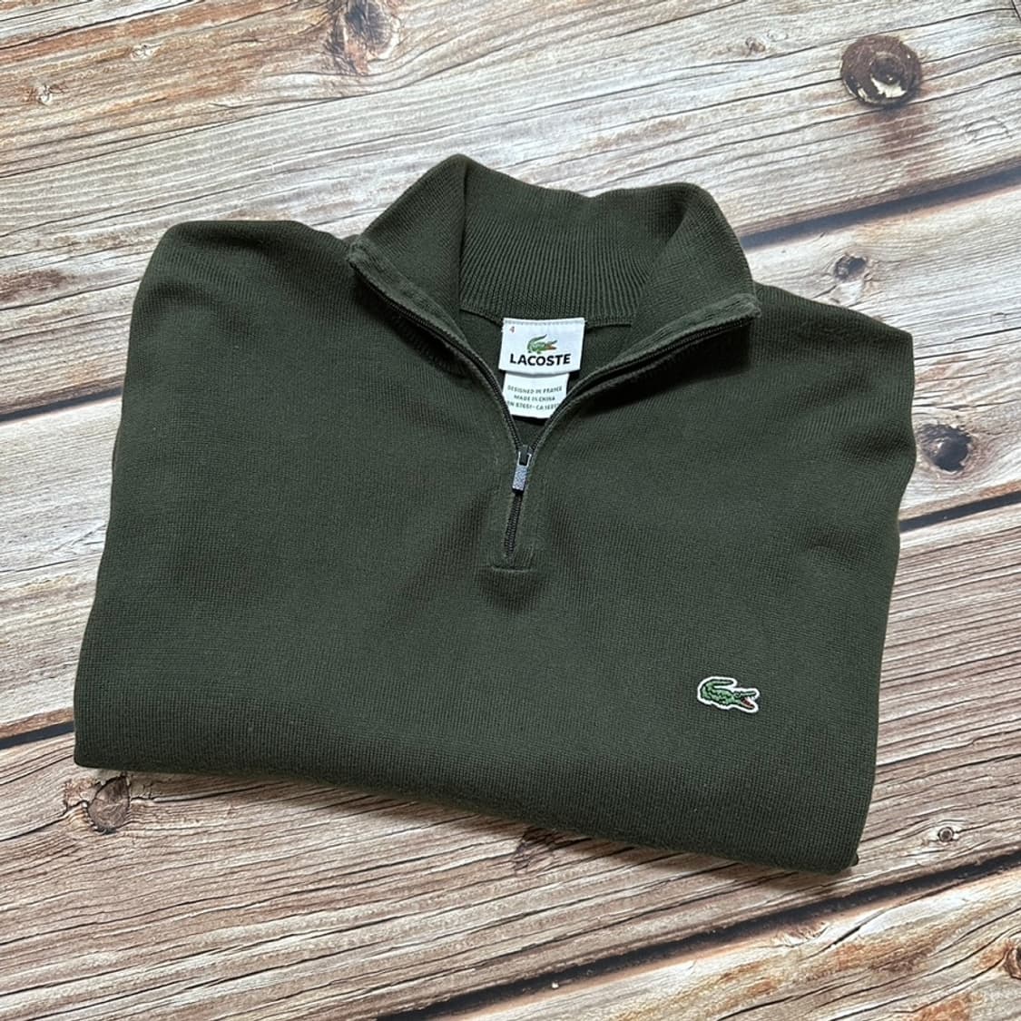 Lacoste 라코스테 코튼 하프 집업 니트 올리브색상 4사이즈 상품이미지6