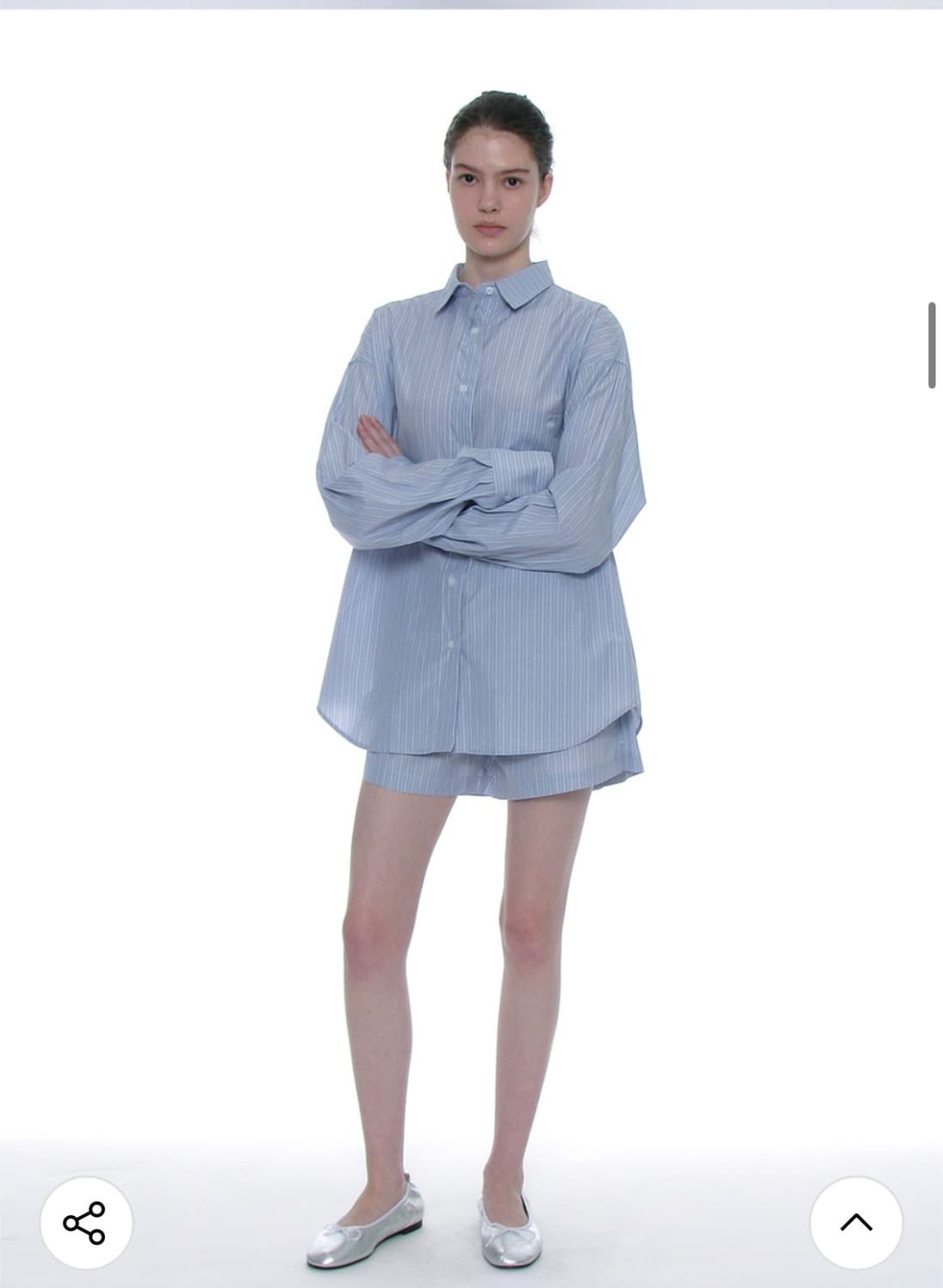 파르티멘토우먼 셔츠 (새상품)블루셔츠 스트라이프셔츠 오버사이즈 상품이미지1