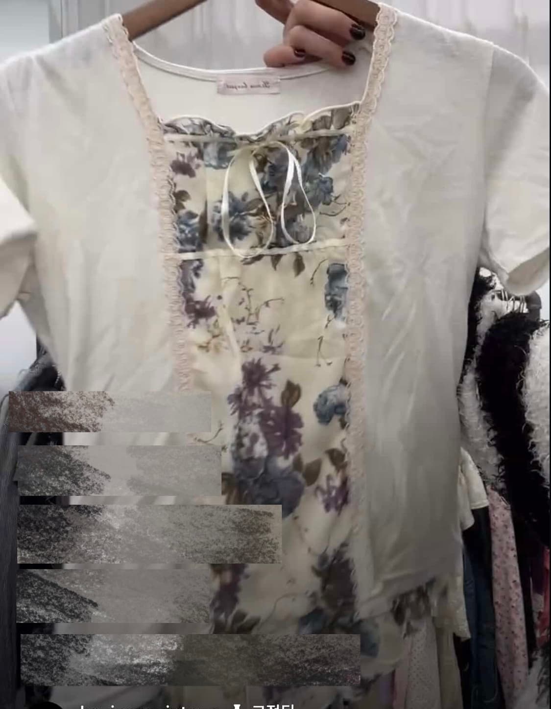 빈티지 모리걸 꽃무늬 엔틱 레이스 여름 반팔 탑 상품이미지2