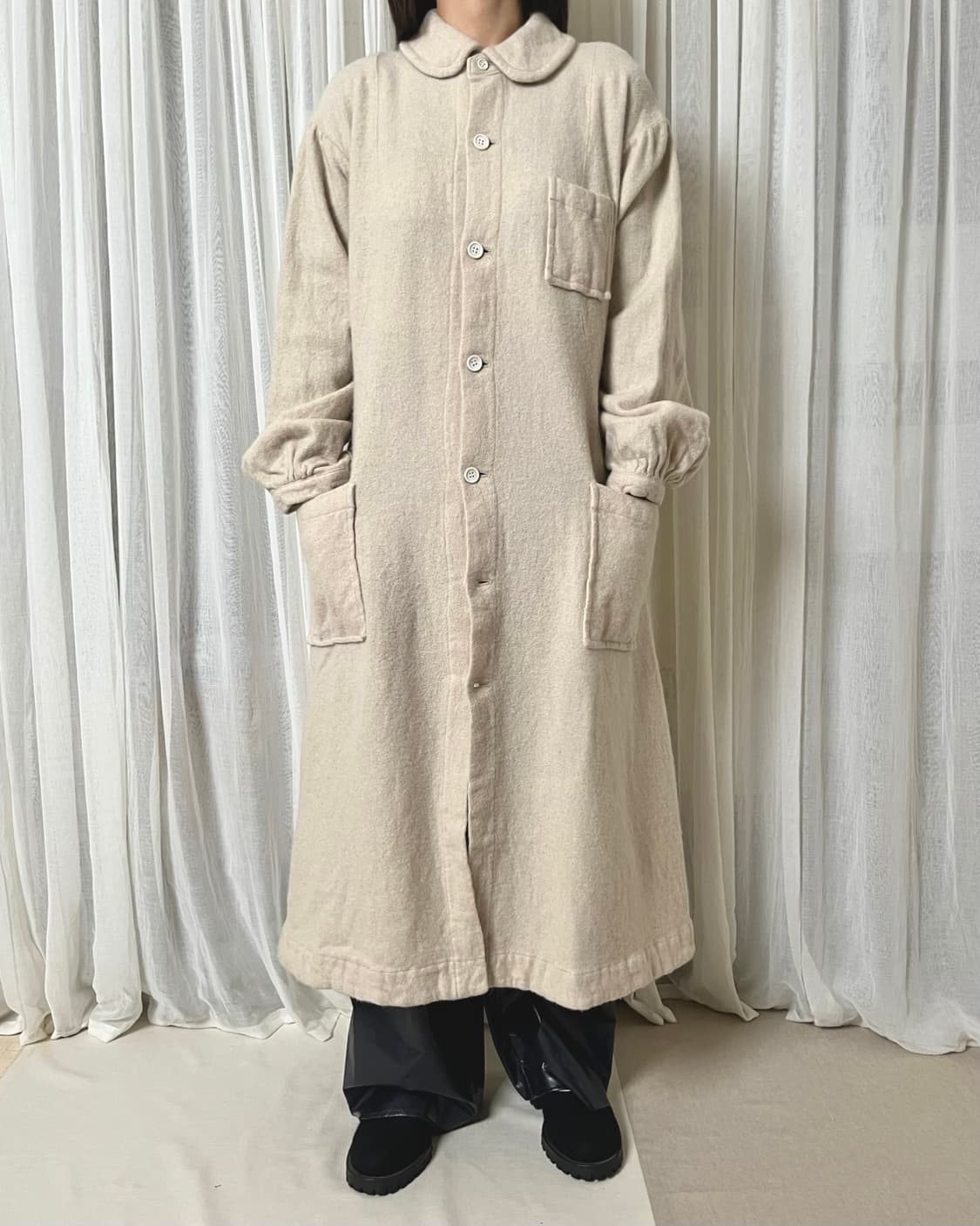 Tao comme des garcons 축융 울 셔링 롱코트 꼼데가르송 상품이미지8