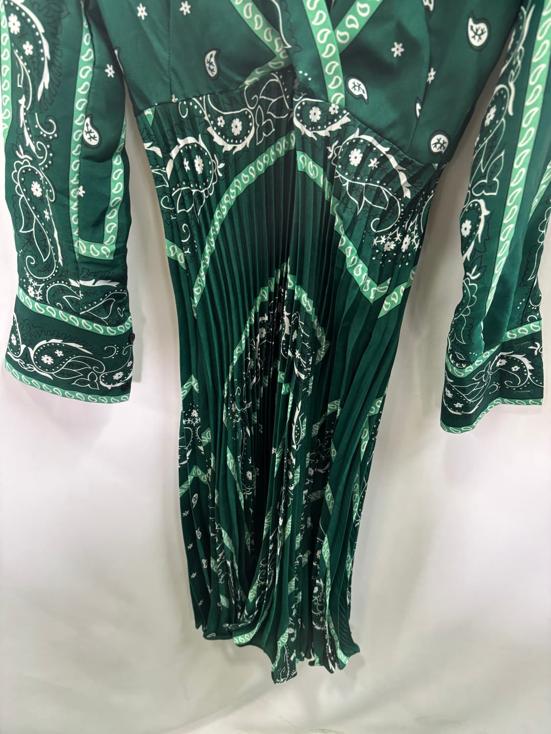 페이즐리 프린트 플리츠 롱 원피스 상품이미지3