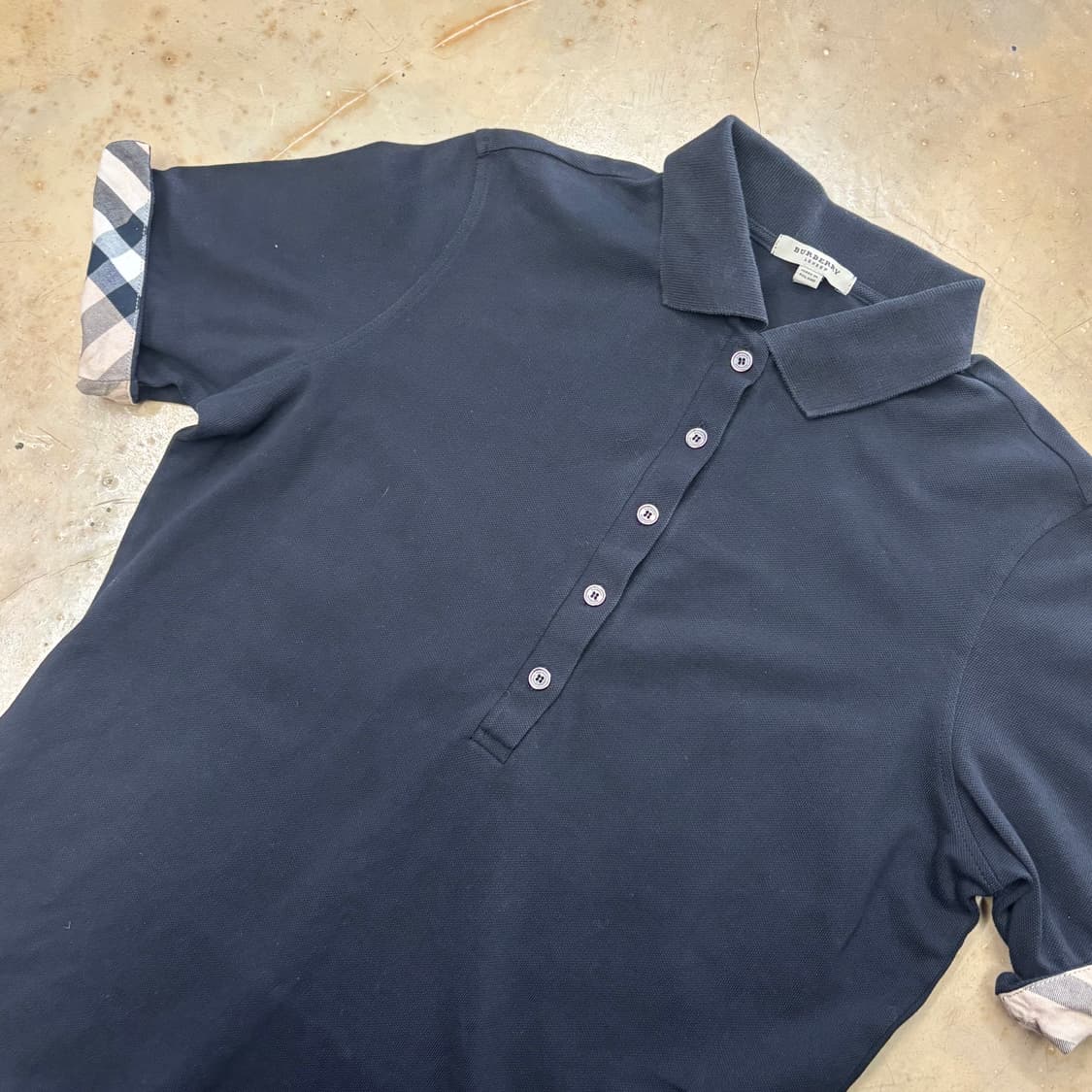 L 버버리 소매 노바체크 포인트 여성 카라 반팔티 상품이미지1