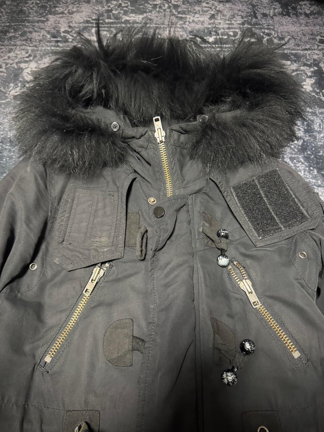 SLY Zipper detail black fur long jacket 상품이미지2