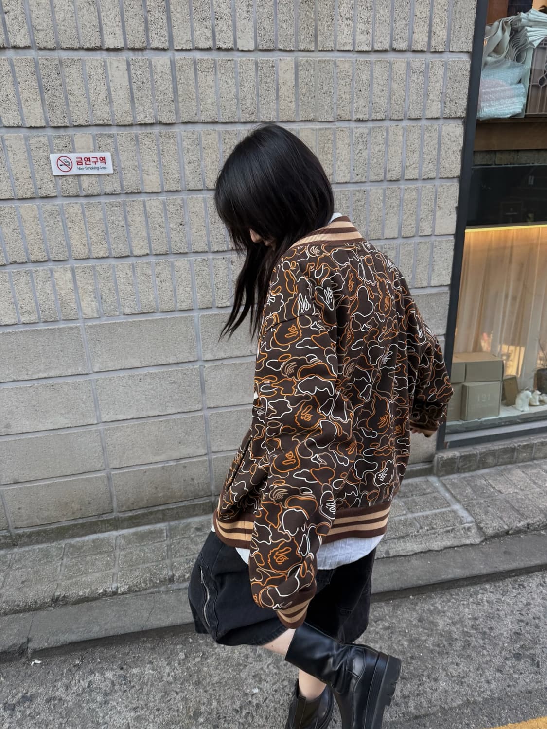 베이프 OG 브라운 사루카모 로고 바시티 상품이미지3