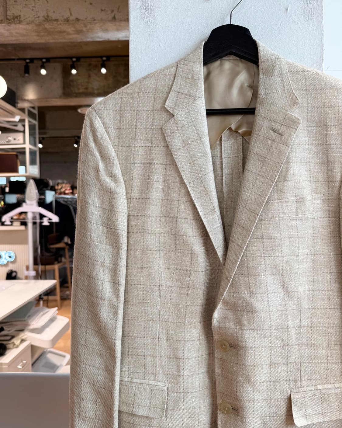 폴로 랄프로렌 베이지 체크 린넨 블레이저 자켓  상품이미지4