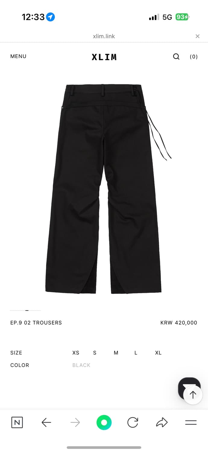 XLIM EP.9 02 TROUSERS BLACK 상품이미지1