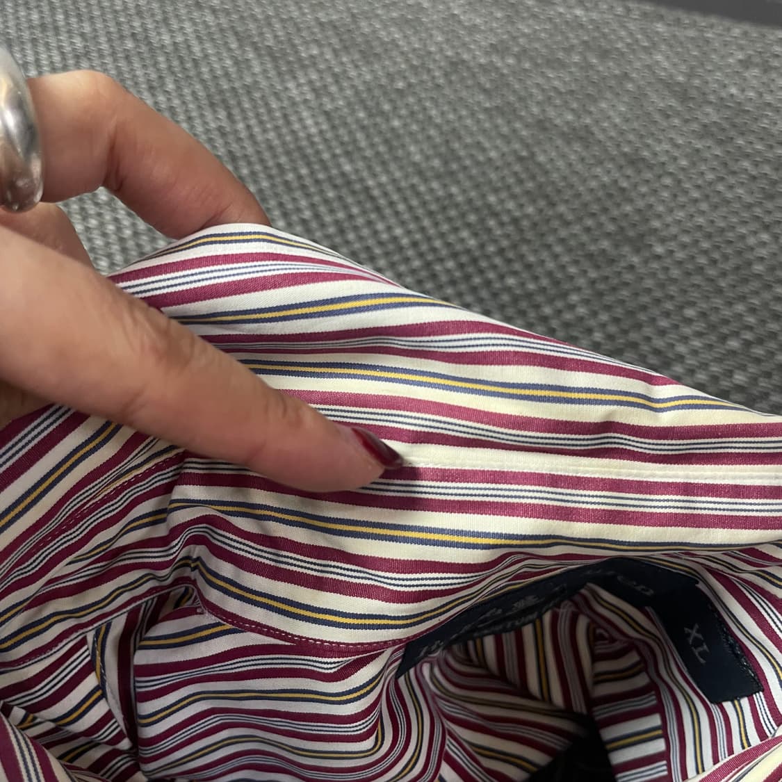 폴로 랄프로렌 레드 옐로우 스트라이프 긴팔 셔츠 커스텀핏 XL 상품이미지6